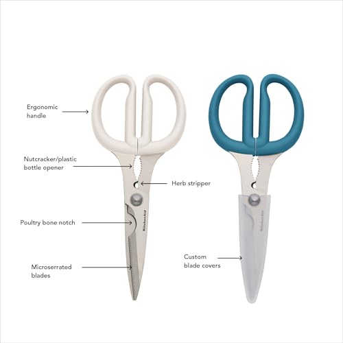 Image of KitchenAid Multipurpose Shear Set, Versatile Scissors with Nutcracker, Bottle Opener, Ergonomic Handles with Protective Blade Covers, 2-Piece