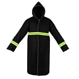 Consfly Fireproof Cloak 1832°F Heat Resistant Suit w/Reflective Stripes & Hood, Carbon Fiber Fireproof Suit for Home Factory