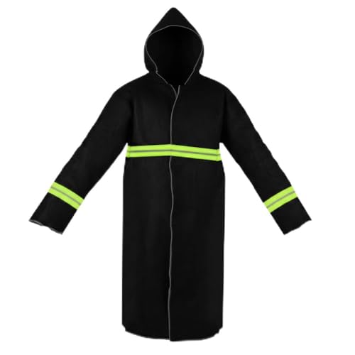 Consfly Carbon Fiber Fireproof Suit 1832°F Heat Resistant Suit with Reflective Stripes & Hood, Fireproof Cloak for Home Factory