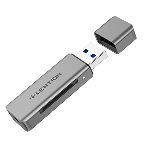LENTION USB 3.0 to SD/Micro SD Card Reader, Type A Dual Memory Card