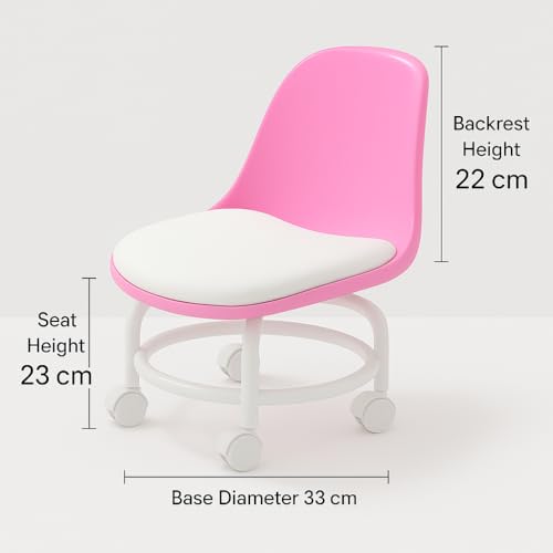 Image of The Tickle Toe Acrylic 360 Rotatable Chair | Mini Swivel Chair | High Resilience | Durable Backrest | Smart Wheels | Ideal for Adults & Kids | Pink