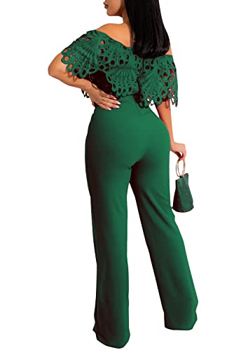 Image of Off Shoulder Jumpsuit for Women High Waist Wide Leg Long Pants Jumpsuits
