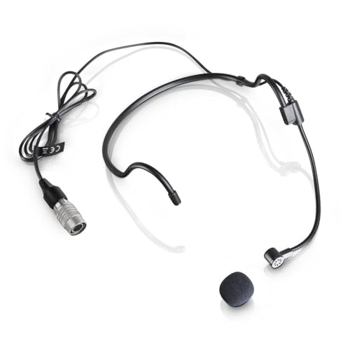 Replacement Cardioid Condenser Headset Headworn Microphone for Audio-Technica System 9 ATW-901/H VHF Wireless System, with 4-Pin Hirose (HRS) Female Connector, Black