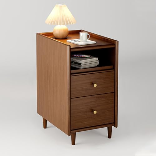 Wooden Nightstand Small Bedside Table With 2 Drawers And 1
