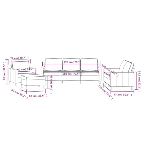 MOBCANT 4-TLG. Sofagarnitur mit Kissen Braun Samt Sofagarnitur Couchgarnitur Modulares Sofa Schlafsofa für Schlafzimmer Büro Hotel Wohnzimmer – Bild 3