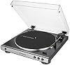 Tocadiscos estereofónico Audio-Technica AT-LP60X-GM de transmisión por correa totalmente automático, gris metálico/negro, alta fidelidad, reproduce discos de vinilo de 33-1/3 y 45 RPM, cubierta antipolvo, antirresonancia (renovado) 4
