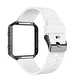 AIUNIT Fitbit Blaze Band with Frame, Fitbit Blaze Replacement Large Bands Accessories Wristband Watch Sport Strap for Fitbit Blaze Smart Fitness Tracker Women Men Boys(White Band & Black Frame)