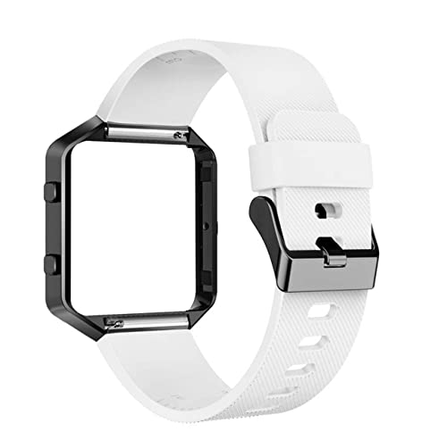 AIUNIT Compatible Fitbit Blaze Band Frame, Replacement for Fitbit Blaze Large Bands Accessories Wristband Watch Sport Strap for Fitbit Blaze Smart Tracker Women Men Teens(White Band & Black Frame)