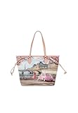 YNOT Borsa Shopping YES319S6 Paris en Rose, PVC, 46x29x17 cm, con Cerniera, Stile Casual