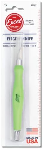 Excel Blades Fit Grip Knife by Excel Blade - Ultra Sharp Knife With Carbon Steel Angled Edge Blade and Contoured Rubberized Grip - Light Duty Cutting Tool For Precision Cutting and Trimming - Green