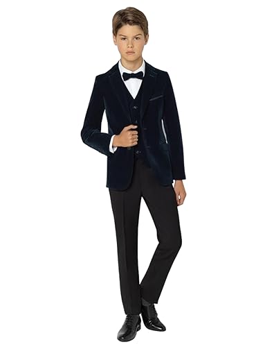 Costume garçon 3 pièces en velours de qualité supérieure coupe ajustée haut de gamme