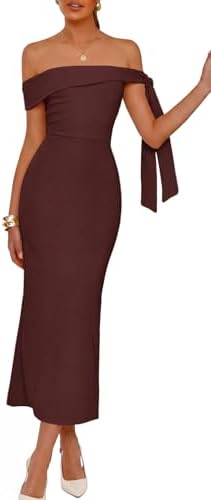 MEROKEETY Women's Summer Off The Shoulder Dress 2026 Bodycon Wedd...