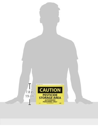 Miniatura 4 de NMC C184P OSHA Letrero, leyenda "Precaution - PESTICIDE STORAGE AREA AUTHORIZED PERSONNEL", 10 pulgadas de largo x 7 pulgadas de altura, vinilo