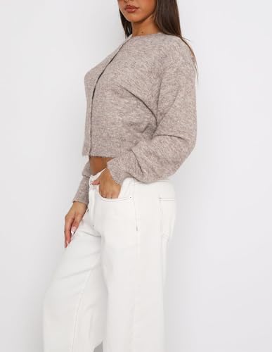 Womens Y2K Cropped Sweaters Cardigan Long Sleeve Open Front Button Down Knit Pullover Sweater Fall Clothes 20252