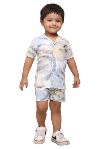 Image of POLKA TOTS Cotton Half Sleeves Shirt With Shorts, All Over Print Cord Set for Baby Boy Kids
