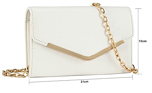 Autumnwell Clutch Purse Evening Bag For Women，Envelope Handbag With Detachable Chain For Wedding And Party（White） #TOP4