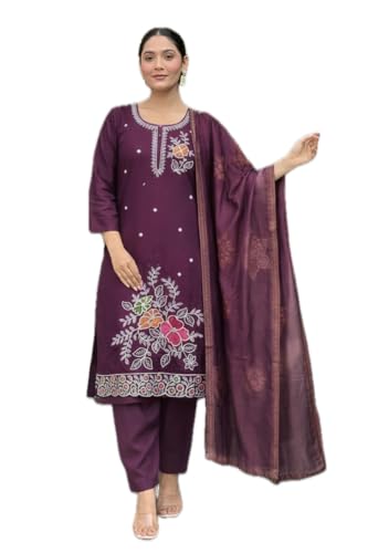 Image of LookMark Women's Silk Blend Kurta Set with Dupatta, Traditional Ethnic Wear