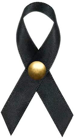 Support USA | American Made 250 Black Satin Mourning/Funeral Awareness Ribbons - Bag of 250 Fabric Ribbons with Clutch Pins - Pin Attached