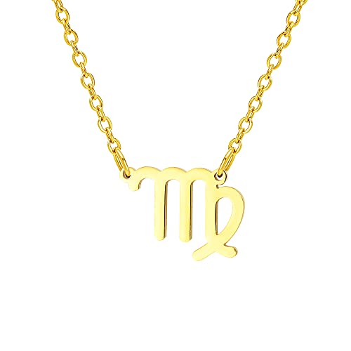 MY ZODIAC Sternzeichen Kette Jungfrau in gold | elegante Halskette mit Sternzeichen-Anhänger | Einzigartiges Geschenk für Damen, Frauen, Mädchen