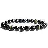 Vera Mentis Bracelet en Obsidienne Œil Céleste 8mm – Pierres Naturelles Qualité A+ – Bijou Énergétique Authentique – Bracelet Unisexe Élégant pour Femme, Homme – Idée Cadeau Bien Être