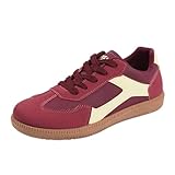 Saison : automne, hiver BIBOKAOKE Baskets pour femme - Chaussures de marche - Confortables - Légères et respirantes - Chaussures d\'extérieur à lacets décontractées - Chaussures de sport chaudes et plates, Bordeaux, 41 EU