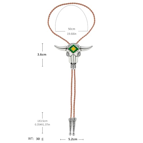 Image of Jeilwiy Bolo Tie for Men Western Cowboy Tie Necklace Gold Bolo Tie Leather Necktie Halloween Tie Accessories for Women