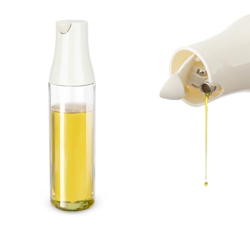 KASANOVA Aceitera de cristal antigoteo 500 ml tapón blanco