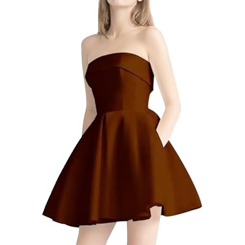 Robe de soirée marron dos nu élégante et sans manches en taille XXL