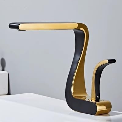 Mitigeur lavabo laiton robinet or blanc eau chaude et froide pour salle de bains rétro