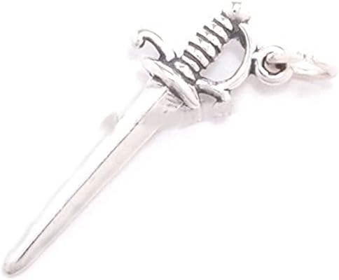 PIRATE SWORD Charm Dagger Solid .925 Sterling Silver Bracelet charm Pendant 3D