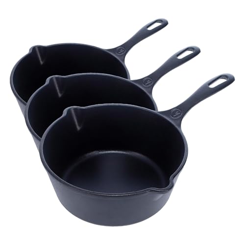 Image of Victoria Cast Iron Saucepan, Cast Iron Melting Pot, Made in Colombia, 2QT (Pack of 3)