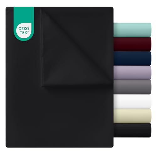 Utopia Bedding - Bettlaken ohne Gummizug 270x290cm - Oeko-TEX Zertifiziert - Weich Gebürstetes Polyester - Mikrofaser Flaches Laken – Schwarz