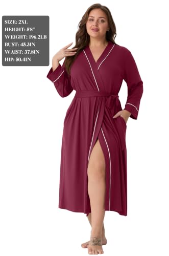 Image of PrinStory Womens Robe Long Knit Bathrobe Lightweight Soft Robes Ladies Bath Robe