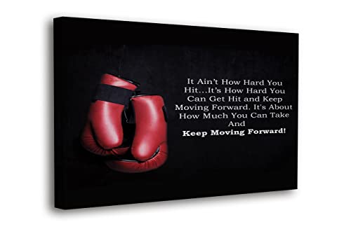 SpiritualHands Rocky Balboa Poster, Framed Canvas Picture Print Motivational Quote Wall Art, Sylvester Stallone Inspirational Artwork, Movie Quotes Home Office Bathroom Decor, Decorations & Movie Posters for Theater Room (Rocky Balboa Keep Moving Quote, 15" x 22" - Ready to Hang)