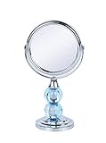 Zahari Home Aroma Magnifying Makeup Mirror with Stand, Double Sided 1X/3X Magnification, 360 Degree Swirl, 6.30 inch Blue Mirror