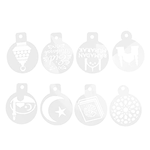 80PCS Eid Mubarak Cookie Stencil Set Ramadan Reusable Cakes Baking Template Islamic Ramadan Kareem Muslim Party Decors Supplies for DIY Art Cake Mould