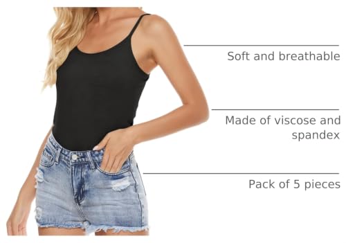 Image of BQTQ 5 Pcs Women's Camisole Tank Top Undershirt Spaghetti Strap Basic Camisoles