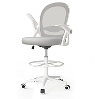 naspaluro Drafting Chair Tall Office Chair Ergonomic Desk Chair - Grey