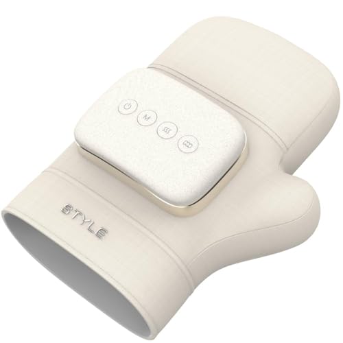Zooma Masajeador eléctrico de mano con calor, 3 niveles de compresión de aire y calefacción, masajeador de mano para la palma de la muñeca, entumecimiento, fatiga, alivio del dolor (beige)