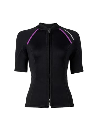 MSemis Maglietta Muta in Neoprene da 1,5 mm da Donna Giacca Termica Subacquea a Manica Corta Top Rash Guard Maglia Protettiva per Nuoto Snorkeling Immersione e Surf Nero L