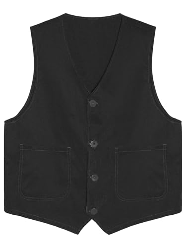 Kids Button Down Side Pockets Volunteer Vest Waistcoat Girls Boys Irregular Hem Volunteers Activities Uniform4