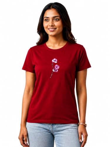 Image of Women's Slim Fit Graphic Printed T-Shirt | Soft 100% Cotton Fabric | Round Neck Half Sleeve Casual Top, Travel & College Pack of 2 Set