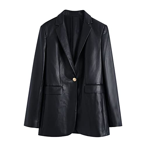 RKaixuni Damen Langarm Leder Blazer Elegante Schwarz Jacken Business...
