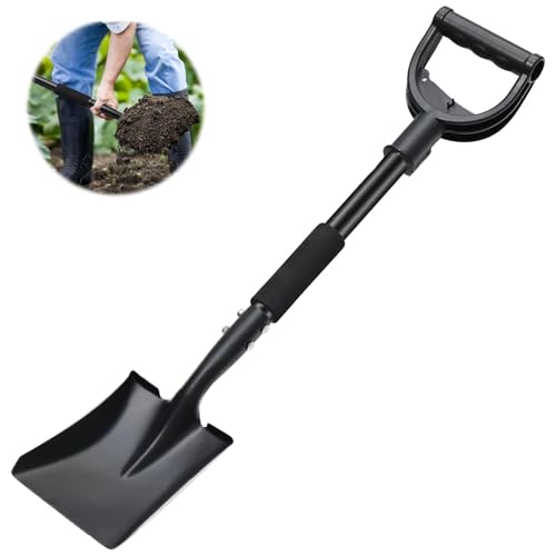 Starbover Gartenschaufel Klein Robuste Blumenkelle Schwarz mit D-Griff 78cm Leichte Handschaufel Metall für Erwachsene & Kinder Allround-Schaufel zum Graben für Garten Schnee & Camping
