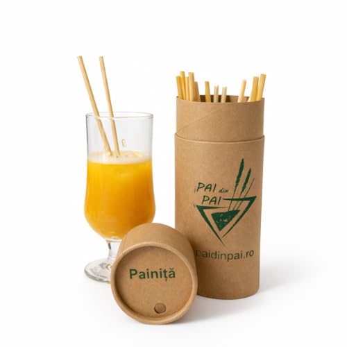Bio-Trinkhalme aus Roggen & Weizen – 80/150 Stück – Kompostierbar, plastikfrei & naturrein – Im Spender, 19 cm & 23 cm – Für Cocktails, Kaffee, Smoothies (150 Bio-Trinkhalme aus Weizenhalm – 19 cm)