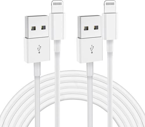 Paquete de 2 cables de carga para iPhone de 1 m, cable de carga rápida certificado MFi, para cable Lightning a USB para Apple iPhone 14 13 12 11 Pro Max XR XS 8 7 6 5 SE, para iPad Mini Air (blanco)