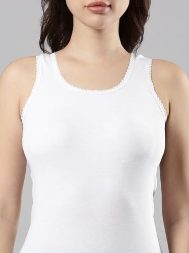 Image of Femmora Body Hugging Camisole, Solid, Soft and Comfortable Cotton Fabric with Scallop lace and Broad Shoulder, for Women,Pack of 1
