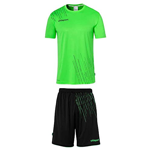 uhlsport Jungen Score 26 Fußball Trikot-Set - Fußball-Set Bestehend Aus Trainings-Shirt Und Trainings-Hose, Fluo Grün/Schwarz, 152 EU