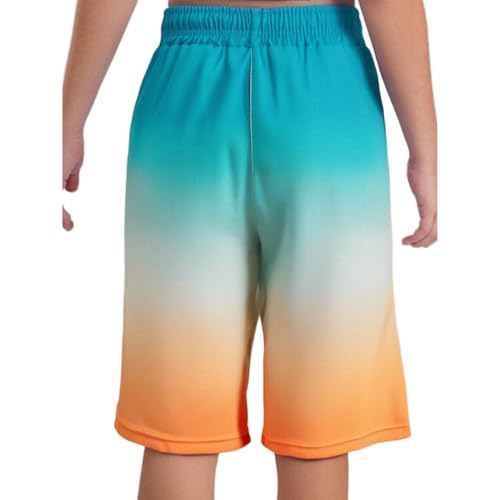 Boys' Gradient Color Swim Trunks Elastic Waistband Quick-Dry Boardshorts for Beach Pool Surfing2