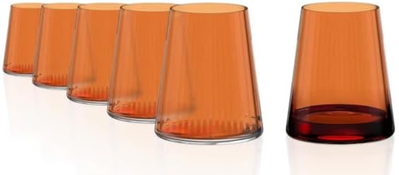 Stölzle Lausitz Symphony Orange White Wine Cups Set of 6 400 ml - All-Round Glasses for White Wine, Water, Juice & Cocktails - Elegant Crystal Glass Drinking Glasses - Dishwasher Safe & Shockproof